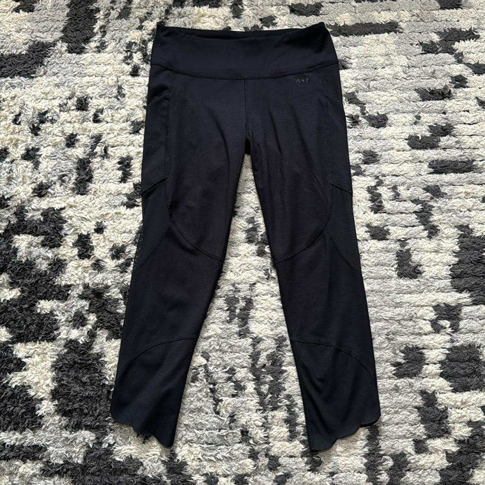 Abercrombie & Fitch 7/8 Black See Through Sheer Cropped Leggings S